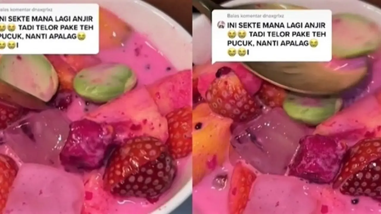 Aksi Pria Makan Sop Buah Dicampur Petai Ini Bikin Geleng Kepala