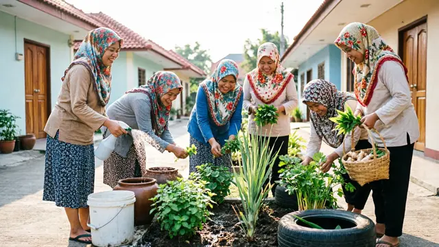 Konsep Kebun Sayur Bareng Ibu-Ibu RT Modal di Bawah Rp200 Ribu (AI)