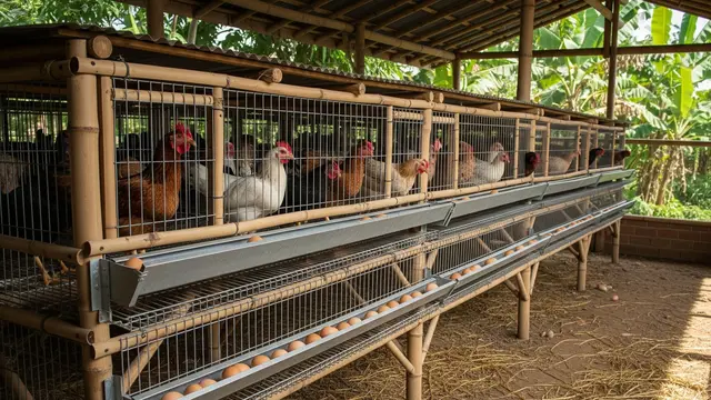 Kandang Baterai Kombinasi Bambu dan Kawat