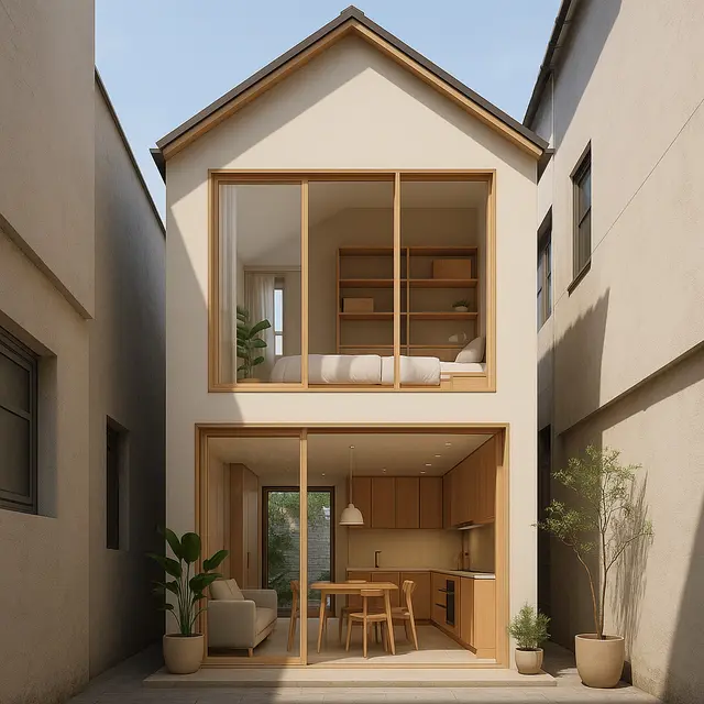 Model Rumah Japandi 2 Lantai 2025 di Gang Sempit