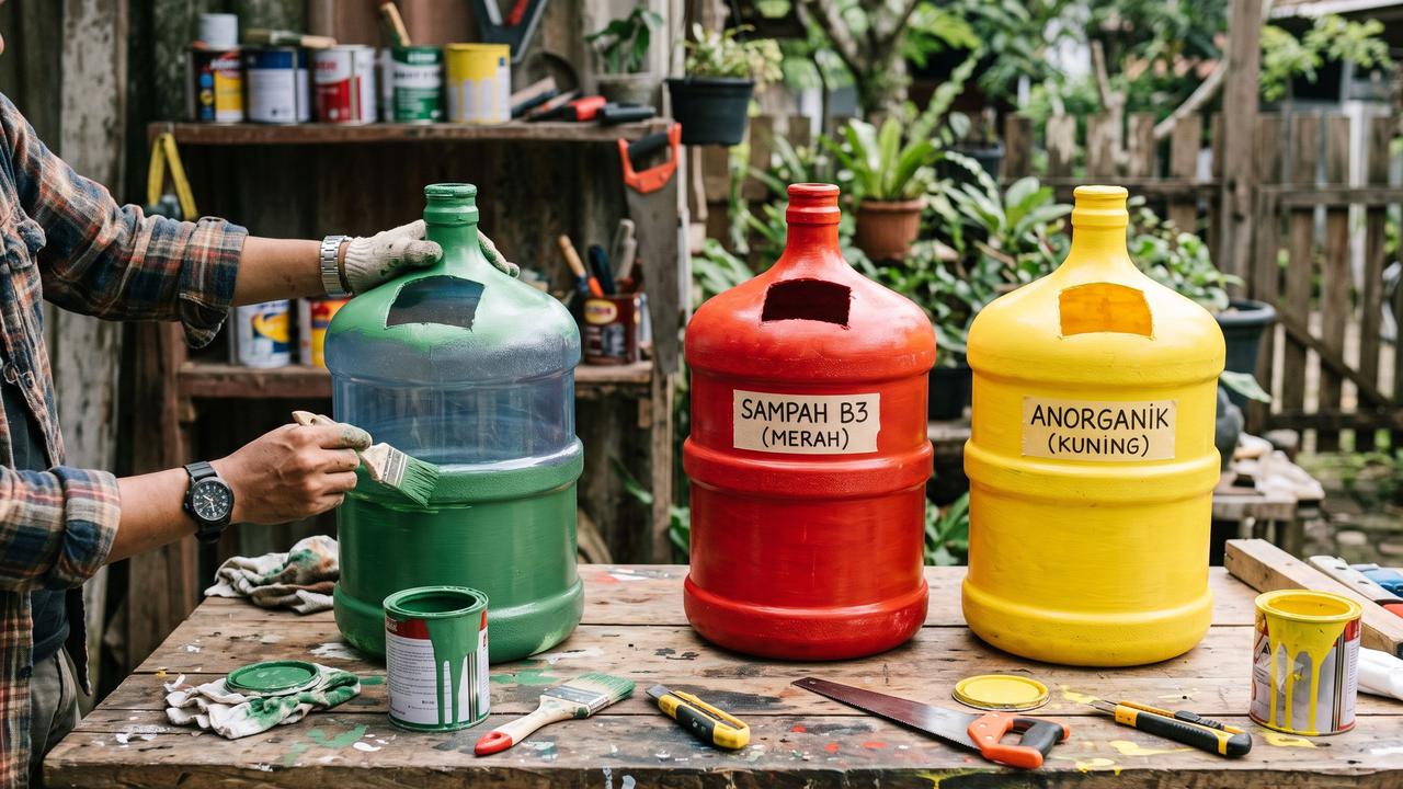 Cara Membuat Tempat Sampah Pilah dari Galon Bekas