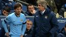 David Silva memperkuat Manchester City sejak tahun 2010. Di bawah pelatih Manuel Pellegrini, David Silva selalu menjadi motor permainan City dan sudah menghasilkan gelar juara Liga Inggris dan 2 trofi Piala Liga. (EPA/Peter Powell)