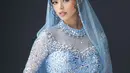 Jharna Bhagwani tampil serba biru saat menjalani serangkaian acara jelang pernikahan. [@jharnabhagwani]