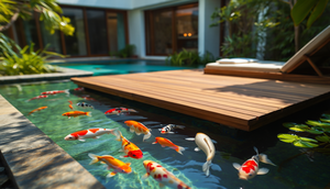 Model Kolam Ikan Koi Minimalis Depan Rumah (Foto: Reve Art AI)