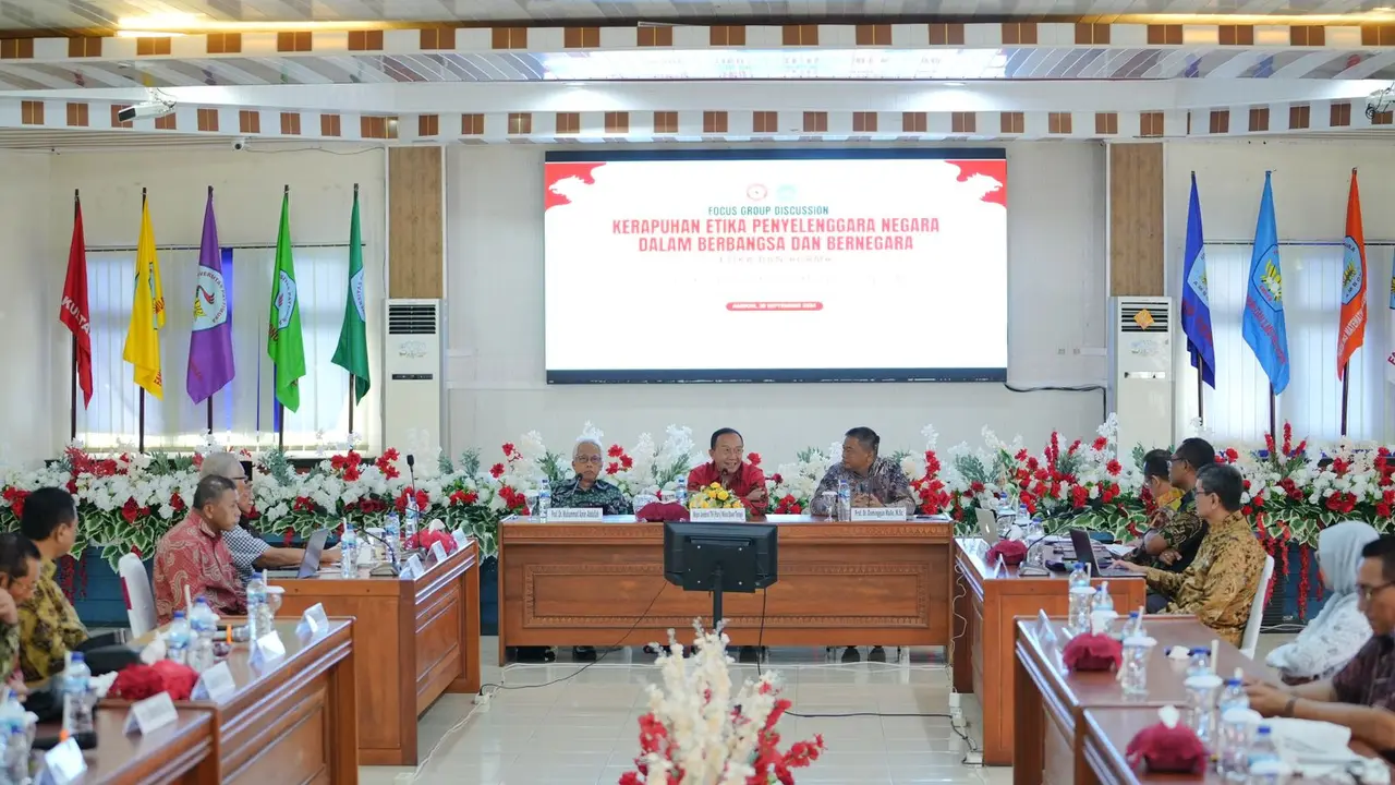 Diskusi kelompok terpumpun (FGD) yang digelar Badan Pembinaan Ideologi Pancasila (BPIP) bertema Kerapuhan Etika Penyelenggara Negara : Etika dan Agama di Universitas Pattimura, Ambon, Maluku, Jumat (20/9/2024). (Istimewa)