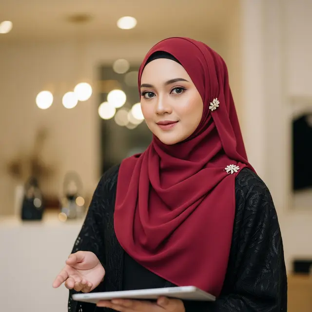 Jilbab Berwarna Merah Marun atau Burgundy