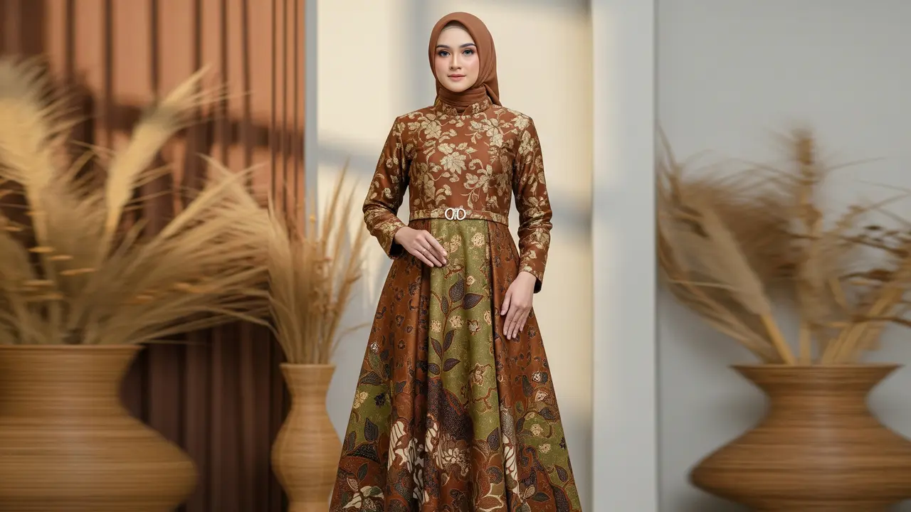 Gamis Batik Brokat Rich Rown (Image by Gemini AI)