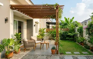 10 Pergola Kayu Sederhana yang Cocok untuk Lahan Kecil, Teduh Tanpa Makan Banyak Tempat