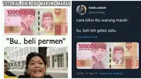 Meme Pembeli Belanja Pakai Uang Rp 100 Ribu. (Sumber: Twitter/@JadiUtas/@tidurdoang)