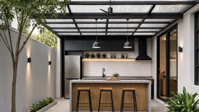 Ide Halaman Belakang Rumah Subsidi untuk Dapur Terbuka (AI Generated)