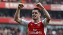 Urutan ketiga pemain termahal Arsenal adalah pemain asal Swis, Granit Xhaka. Xhaka dibeli Arsenal dari Borussia Mönchengladbach pada 25 Mei 2016 dengan nilai transfer sebesar kurang lebih 45 juta pounds. (AFP/IKIMAGES /Ian Kington)
