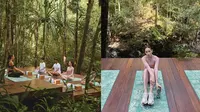 Potret Alyssa Daguise pilates di tengah alam (sumber: Instagram/alyssadaguise)