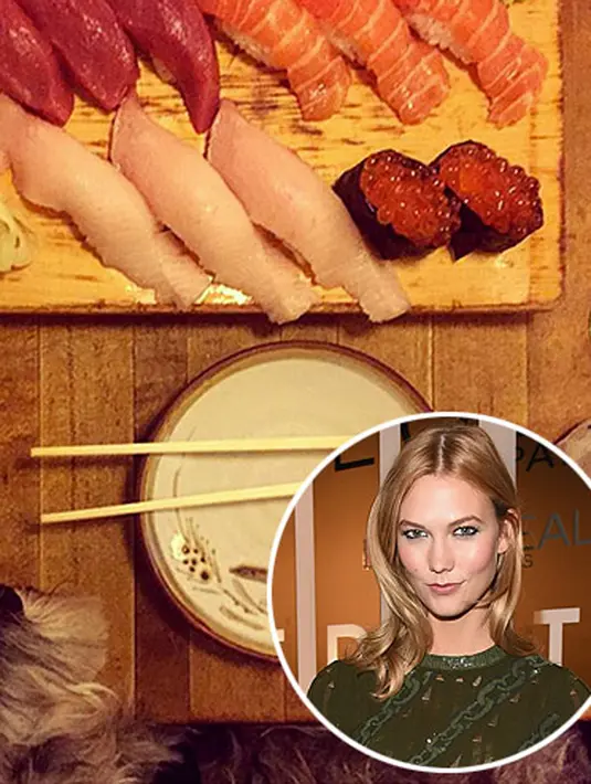 Bagi model asal Amerika Karlie Kloss, 'kencan' berarti menyantap sushi di salah satu restoran terbaik NYC bersama sahabat berbulunya. (via people.com)
