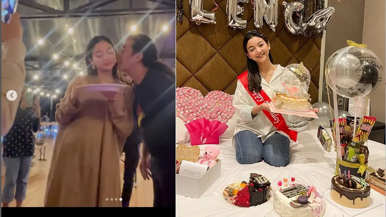 Glenca Chysara mendapat kecupan dari sang ayah pada hari ulang tahun ke-27 (Foto: Instagram @glencachysaraofficial)