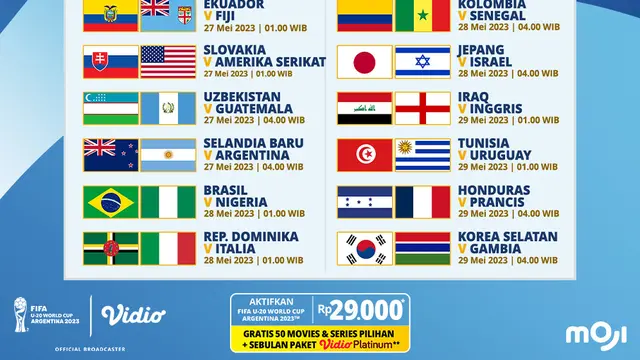 Jadwal Pekan Ketiga Piala Dunia U-20 Akhir Pekan Ini, Ekslusif di Vidio : USA U-20 Vs Slovakia U-20, Ekuador U-20 Vs Fiji U-20