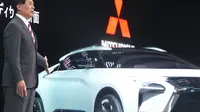 Mitsuhiko Yamashita, saat memperkenalkan Mitsubishi e-Evolution Concept di  Tokyo Motor Show 2017. (Liputan6.com/Edu Krisnadefa)