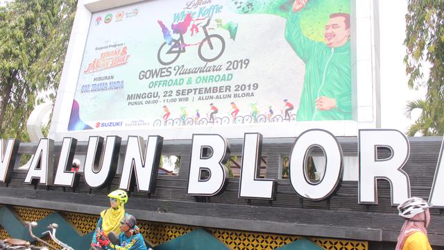 Gelaran Gowes Nusantara 2019 di Alun-alun Kabupaten Blora, Jawa Tengah