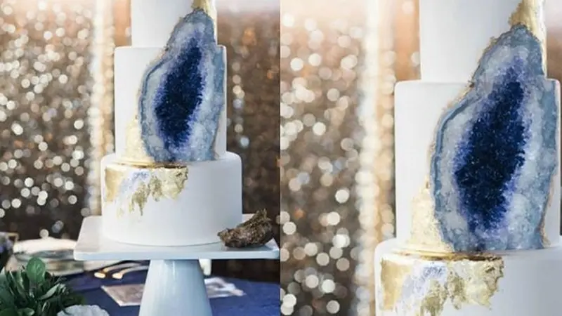 Kue Pernikahan Ini Memiliki Kristal Mineral di Dalamnya