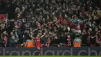 Pemain Liverpool, Mohamed Salah melakukan selebrasi setelah mencetak gol kedua timnya ke gawang Aston Villa pada laga lanjutan Liga Inggris 2024/2025 yang berlangsung di Anfield, Liverpool, Inggris, Minggu (10/11/2024) WIB. (AP Photo/Jon Super)