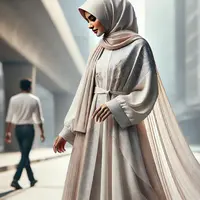 Ilustrasi gamis modern 2025 (Foto: Rizka Nur Laily via ChatGPT)