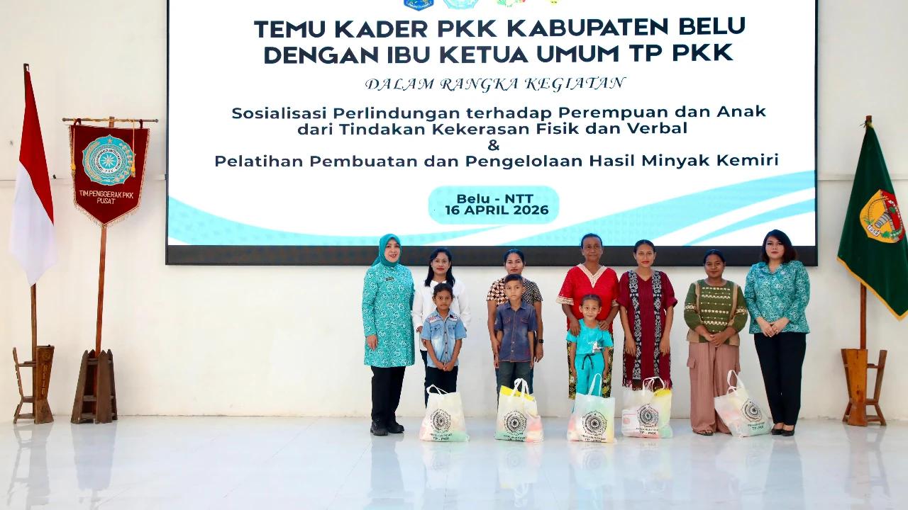 Kunjungi Belu NTT, Ketum TP PKK Tri Tito Karnavian Dorong Perlindungan Perempuan dan Anak dari Kekerasan