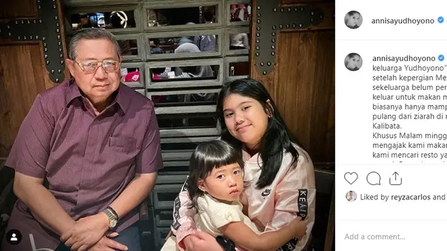 Susilo Bambang Yudhoyono bersama cucu-cucunya (Foto: Instagram/@annisayudhoyono)