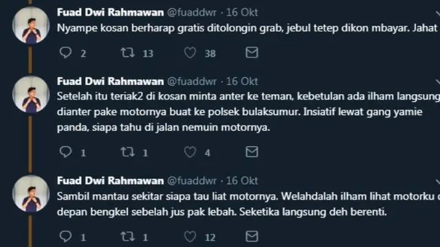 Viral Curhatan Motornya Dicuri, Kisah Mahasiswa Ini Berakhir Kocak