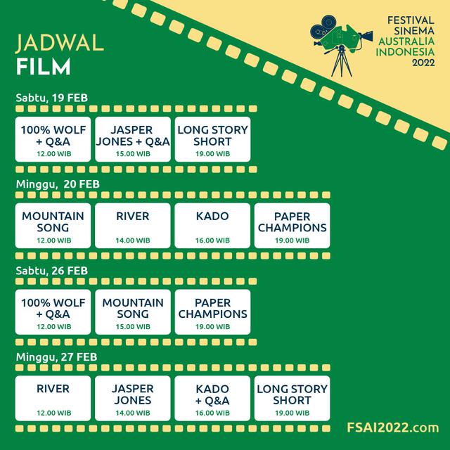Jadwal film FSAI 2022. (Dok Kedubes Australia untuk Indonesia)