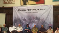 Sejumlah tokoh senior menggelar konferensi pers mendesak Jokowi mengeluarkan Perppu KPK (Liputan6.com/Muhammad Radityo Priyasmoro).