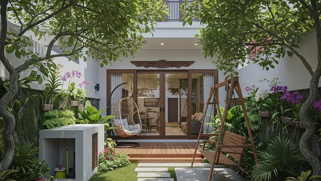 Desain Rumah Kampung dengan Gudang Kecil di Belakang