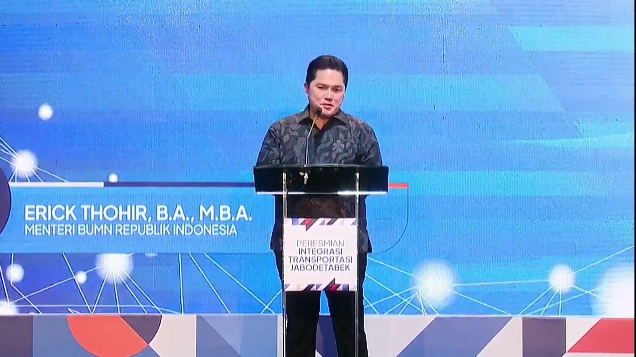 Menteri BUMN Erick Thohir saat meresmikan Integrasi Transportasi Jabodetabek