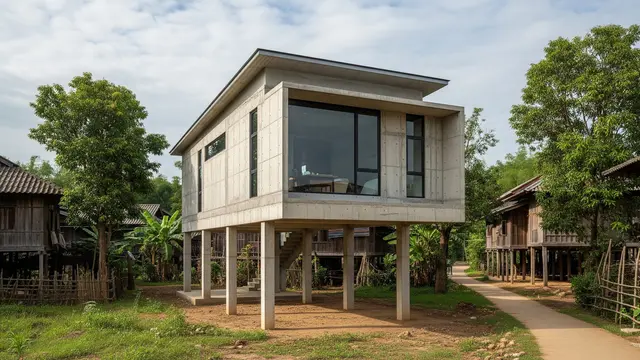 Model Rumah Panggung Sederhana Anti Banjir/Gemini AI