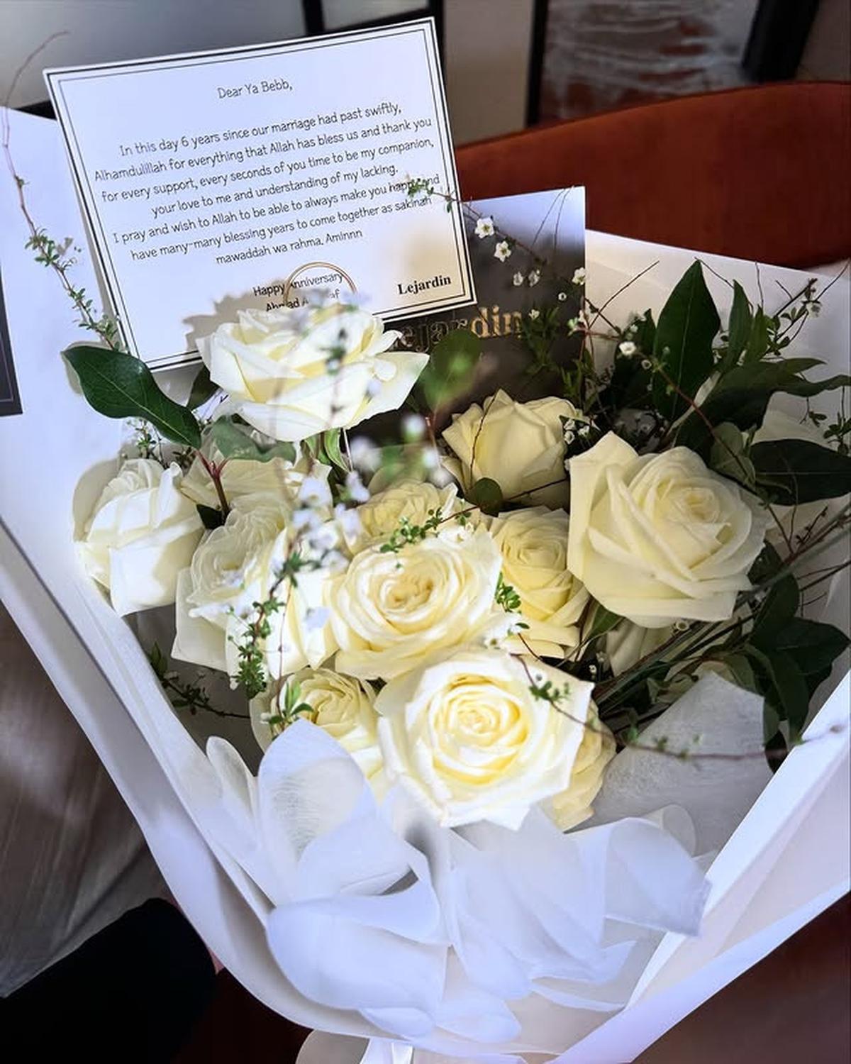 Anniversary Pernikahan, Tasya Farasya Dapat Kiriman Buket Bunga dari sang Suami Padahal Lagi di Korea: Thank You Baba Effort Juga
