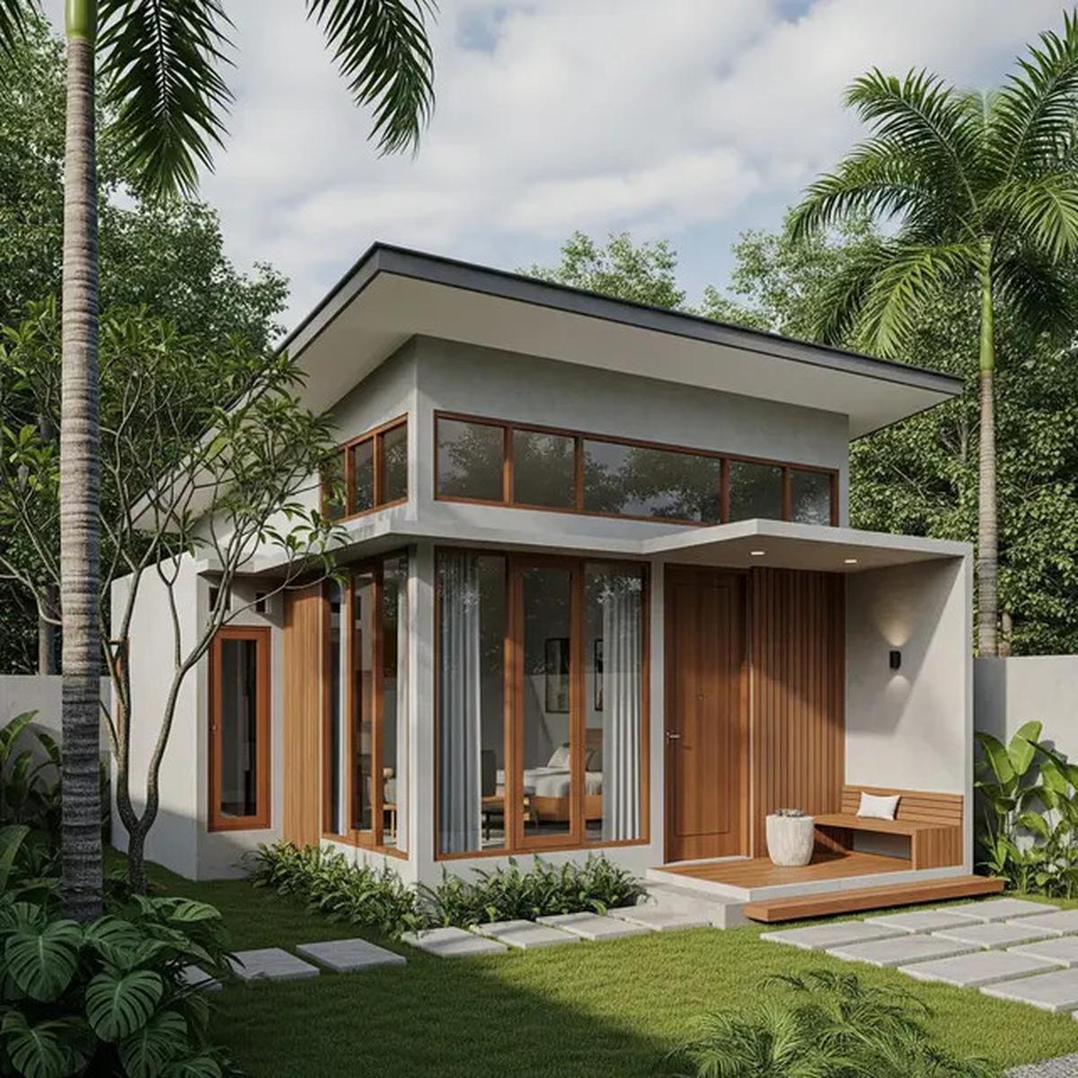 8 Inspirasi Rumah Kecil Bergaya Modern dengan Atap Datar dan Fasad Simpel Kekinian