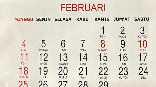 Kalender tanggal merah libur Februari 2024 terdiri dari hari libur nasional hingga cuti bersama.