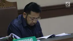 Terpidana kasus korupsi pengadaan e-KTP, Setya Novanto saat mengikuti sidang pengajuan permohonan peninjauan kembali (PK) ke Mahkamah Agung di Pengadilan Negeri Jakarta Pusat, Rabu (28/8/2019). Sidang beragendakan pembacaan nota permohonan peninjauan kembali. (Liputan6.com/Helmi Fithriansyah)