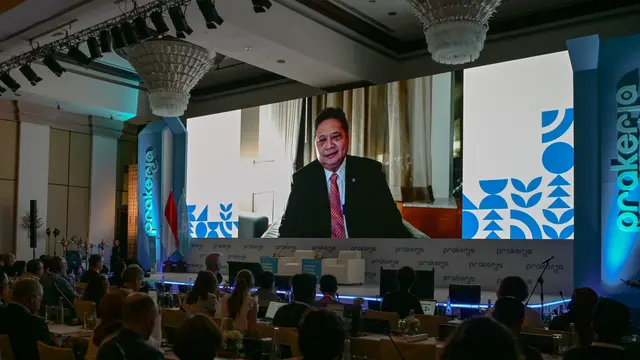 Menteri Koordinator Bidang Perekonomian Airlangga Hartarto dalam  konferensi internasional bersama UIL (The UNESCO Institute for Lifelong Learning) di Bali, Senin (3/7/2023).
