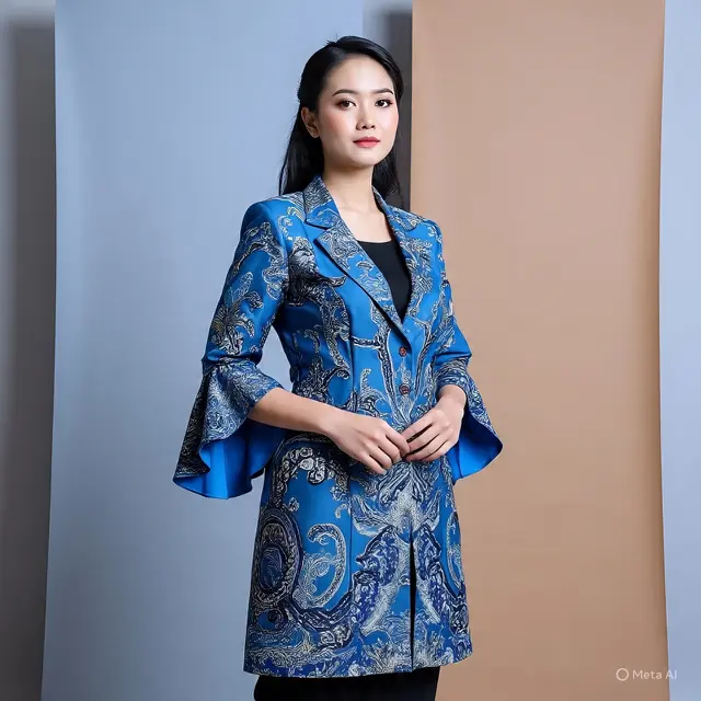 Blazer Batik Wanita Panjang Modis