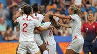 Timnas Inggis menang 3-0 atas Norwegia pada laga perempat final Piala Dunia Wanita 2019, di Stade Oceane, Le Havre, Kamis (27/6/2019). (AFP/LOIC VENANCE)