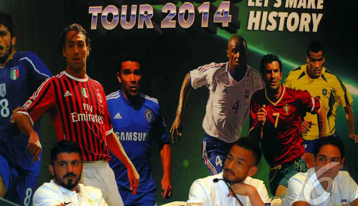 Para legenda ini akan berlaga menghadapi Indonesia All Star dalam pertandingan uji coba di Stadion Utama Gelora Bung Karno, Jakarta, Sabtu (7/6/2014) malam WIB. (Liputan6.com/Miftahul Hayat).