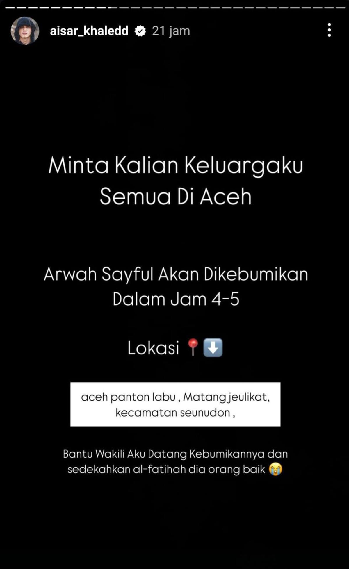 Aisar Khaled Bagikan Momen Bersama Karyawannya Asal Aceh yang Meninggal karena Tifus