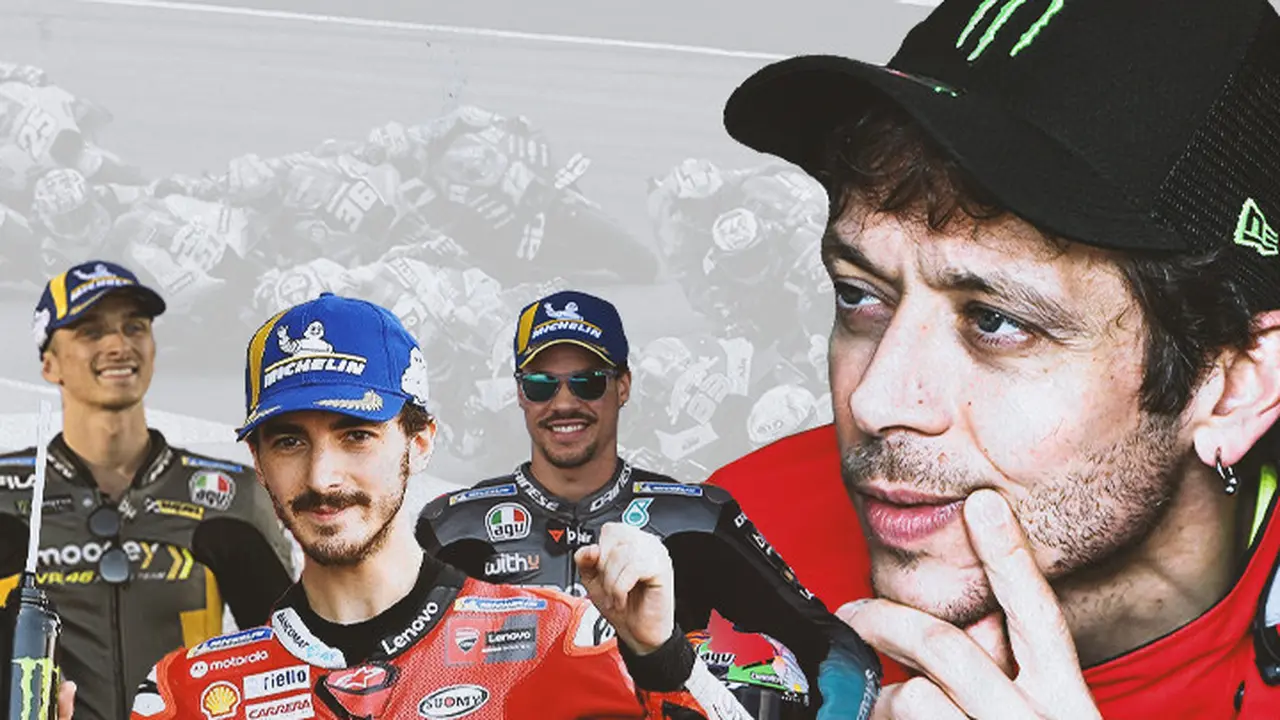 MotoGP - Valentino Rossi di antara Franco Morbidelli, Pecco Bagnaia, dan Luca Marini