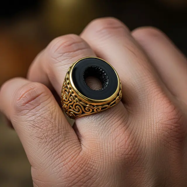 Model Cincin Emas Batu Akik Pria (Image by Gemini AI)