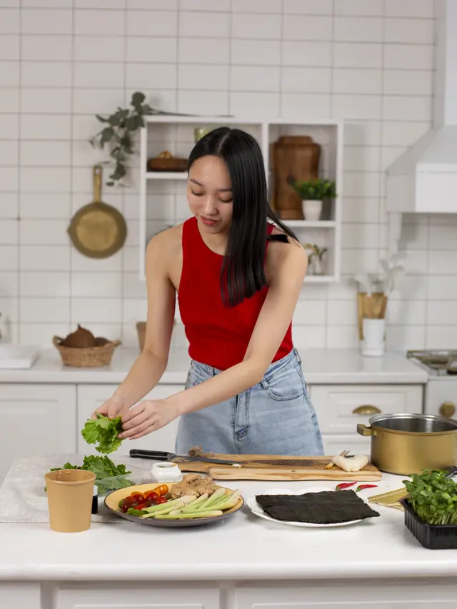 illustrasi wanita masak