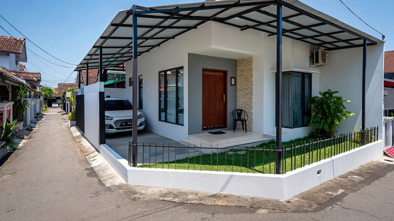 Contoh Rumah 1 Lantai Tipe 36 dalam Gang tapi Ada Carport