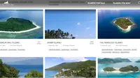Tangkapan layar tawaran penjualan sejumlah pulau di situs online www.privateislandsonline.com.