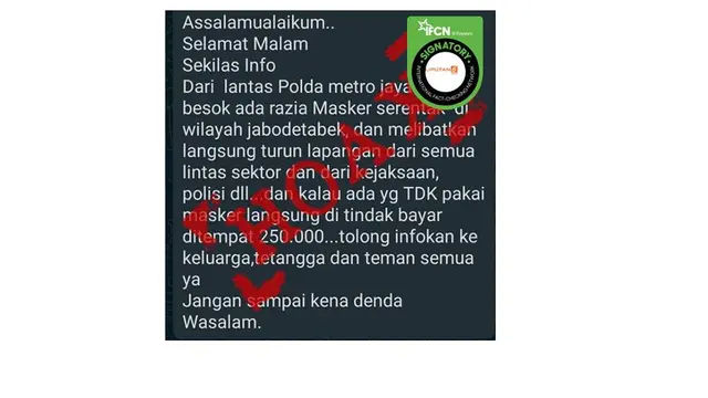 Cek Fakta razia masker Polda Metro Jaya