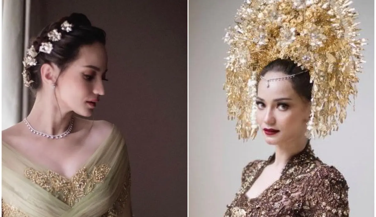 Enzy Storia tampil dengan dua look untuk pesta pernikahannya, dari akad sampai resepsi. [Foto: Instagram @enzystoria]