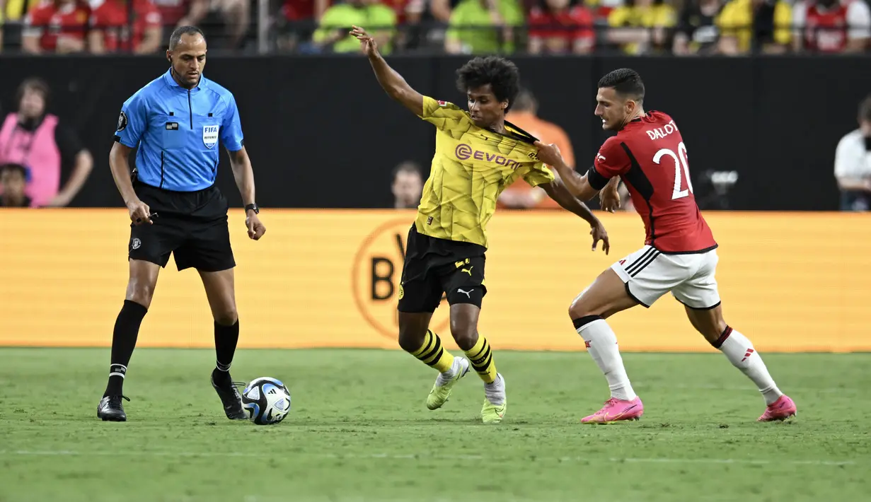 Borussia Dortmund menag atas Manchester United dengan skor 3-2. (Candice Ward/Getty Images/AFP)