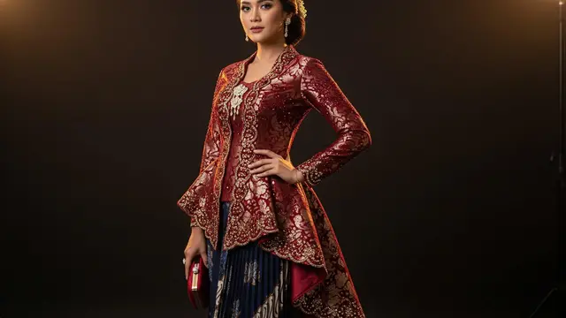 Model Atasan Brokat Peplum Bawahan Batik